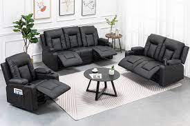 furniture bonded leather recliner set
