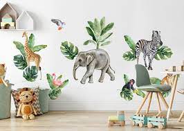Kids Tropical Safari Animals Set Wall