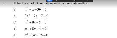 Solve The Quadratic Equations