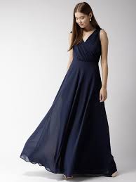 20dresses navy blue v neck maxi dress l by myntra