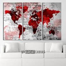 Large Wall Art Canvas Print World Map