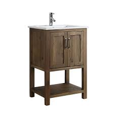 walnut single sink bathroom vanity