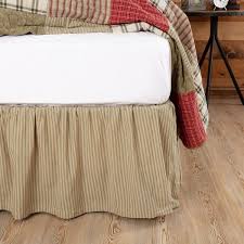 Green Ticking Stripe Queen Bed Skirt