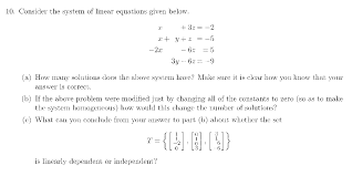 system of linear equations given