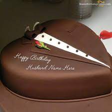 Write Name On Chocolate Heart Cake For Husband Happy Birthday Wishes Birthday Cakes For Men  gambar png