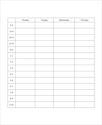 Blank School Schedule Template 8 Free Pdf Word Format