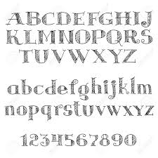 Alphabet Letters Font With Decorative Cross Hatched Letters And