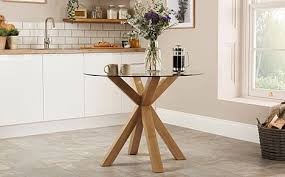 Hatton Round Oak And Glass 100cm Dining