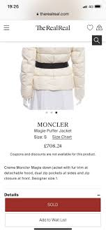 Moncler Magie Puffer Jacket Coat Genuine Hooded Belted Size 4 Uk 12 14 M