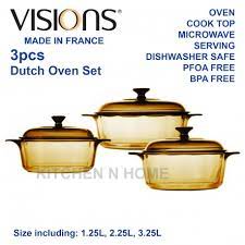 visions 3pc glass cookware set