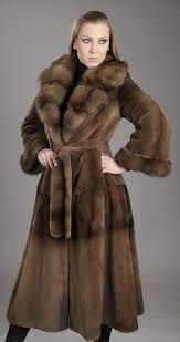 Sheared Mink Fur Coat With Sable Fur Collar