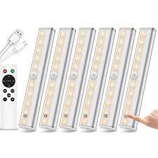 Remote control led lights under cabinet lighting bar wireless portable led 4pack. Buy Remote Control Under Cabinet Lighting Wireless 6 Pack 20 Led Dimmable Closet Lights Rechargeable Under Counter Light Stick On Touch Night Light Strip Bar For Kitchen Stairway Bedroom 3 Colors Online In