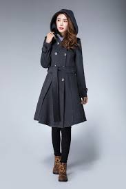 Belted Wool Coat Hooded Coat Double