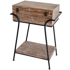Wood Storage Top Shelf Accent Table
