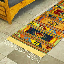 wool runner rug with zapotec designs