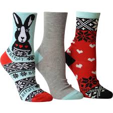 Betsey Johnson Bunny Christmas Crew Socks Hosiery Socks