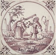 antique delft tile with the mote and