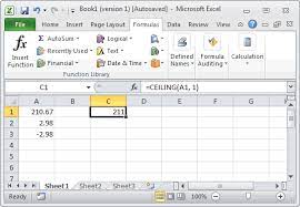ms excel how to use the ceiling