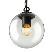1 Light Globe Pendant Light Modernism Industrial Clear Glass Indoor Lighting Fixture In Black Beautifulhalo Com