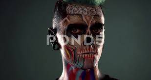 monster makeup man with zombie face