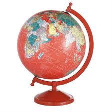 globe terrestre rouge h 29 cm