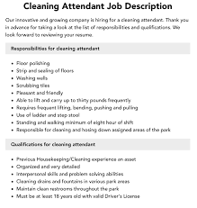 cleaning attendant job description