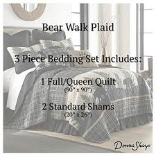 bear walk plaid lodge quilt set with