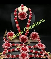 artificial red flower jewellery for