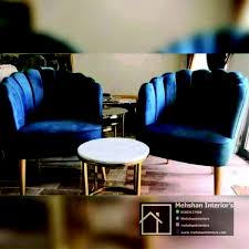 blue design velvet lounge chairs