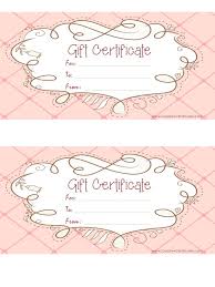 Free Printable Pink Gift Certificate With A Brown Drawing Gift
