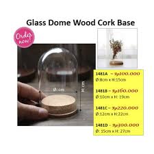 Glass Dome Wood Cork Base Flower
