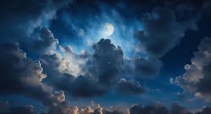 dark night sky clouds scenery art