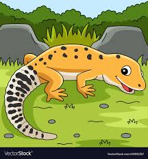 leopard gecko anima colored cartoon