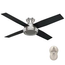 Install the mounting base for the fan to the electrical box the old fixture was connected to. Hunter Dempsey 52 In Low Profile No Light Indoor Brushed Nickel Ceiling Fan With Remote Control 59247 The Home Depot