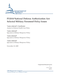 Fy2010 National Defense Authorization Act Selected Military