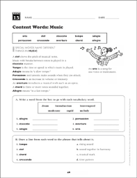 Grade six is a big step for most students. Content Words Music Grade 6 Vocabulary Printable Skills Sheets