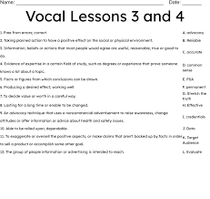vocal lessons 3 and 4 worksheet wordmint