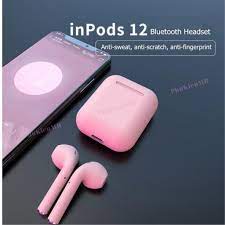 Tai nghe Bluetooth Inpod i12 TWS 5.0 ko dây cho ĐT táo và Android kèm Hộp  sạc-Hàng nhập khẩu- Màu Hồng Pink