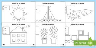 Next, students build shape recognition skills by finding and coloring only their shape in the. Colour By 2d Shapes Activity Sheets Teacher Made