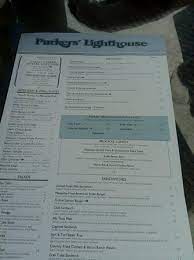menu picture of parkers lighthouse