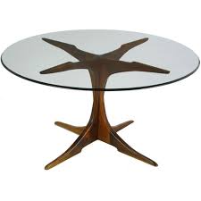 Brown Glass Dining Table Wood Base