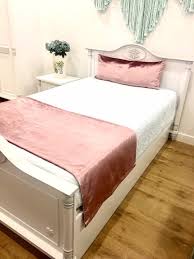 double sided rose pink velvet bed