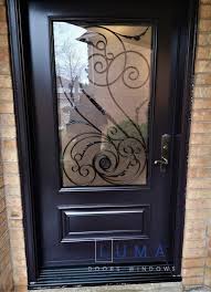Dark Brown Steel Door With Wrought Iron