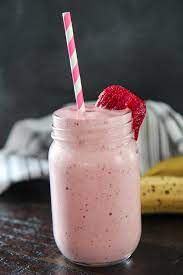creamy strawberry banana milkshake