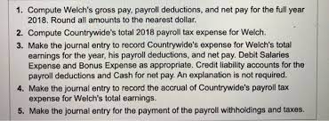 solved countrywide incurred payroll tax