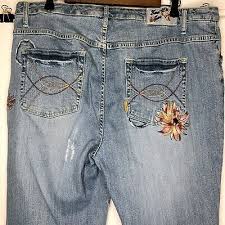 Crazy Age Floral Butterfly Embroidered Bootcut Jeans Xs