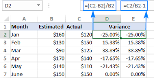 = (b2 — b1)÷b1 the percentage difference will be 40%, a positive value. How To Calculate Variance Percentage In Excel Percent Change Formula