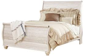 Willowton Queen Sleigh Bed In White Wash
