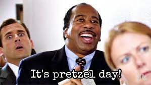 Once a year in scranton business park, a man comes around with a small oven and some soft pretzels as well as toppings. Eat Free Pretzels With Stanley From The Office At Beachwood Place Sept 28 Scene And Heard Scene S News Blog