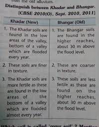give three differences between Bhangar and Khadar - Brainly.in